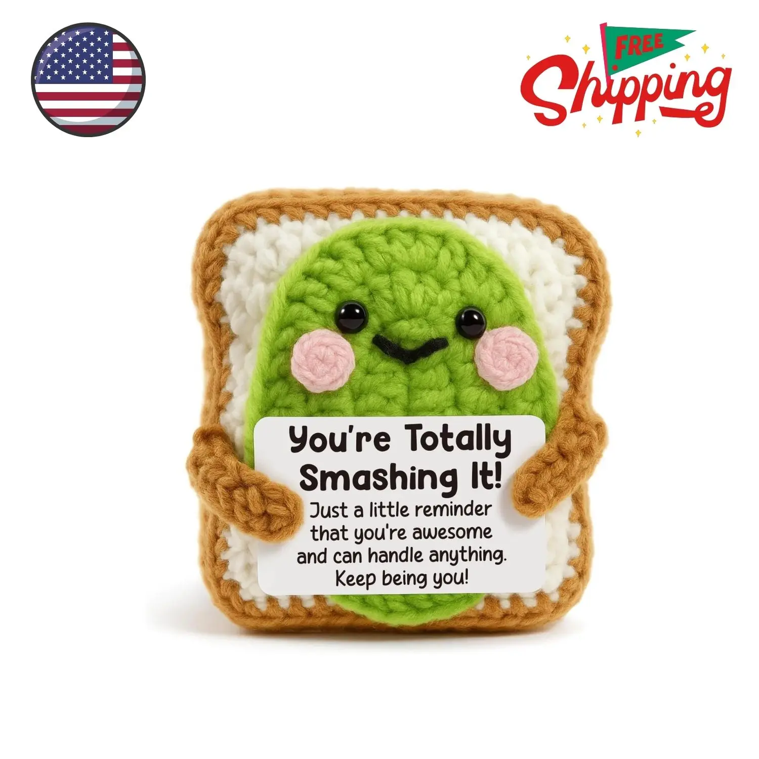 Funny Encouragement Gifts for Women, Coworkers, Friends - Cute Crochet Avocado Toast