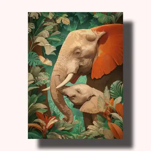 Paint by Numbers Kit - Vibrant Jungle Elephant Exotic Wildlife DIY Art for Beginners, Quality Acrylic Paints, Durable Art Fabric Surface, Ideal Gift for Hobby Painters