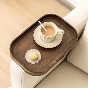 Bamboo Sofa Arm Tray Couch Caddy Remote Control Holder Snack Drink Organizer for Living Room Home Decor