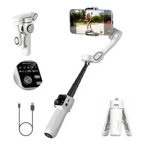 AOCHUAN 3-Axis Anti-Shake AI Face Tracking Stabilizer Built in extension pole, 360 Degree Rotation, Handheld Vlog Tripod, for Huawei Apple Selfie Balance