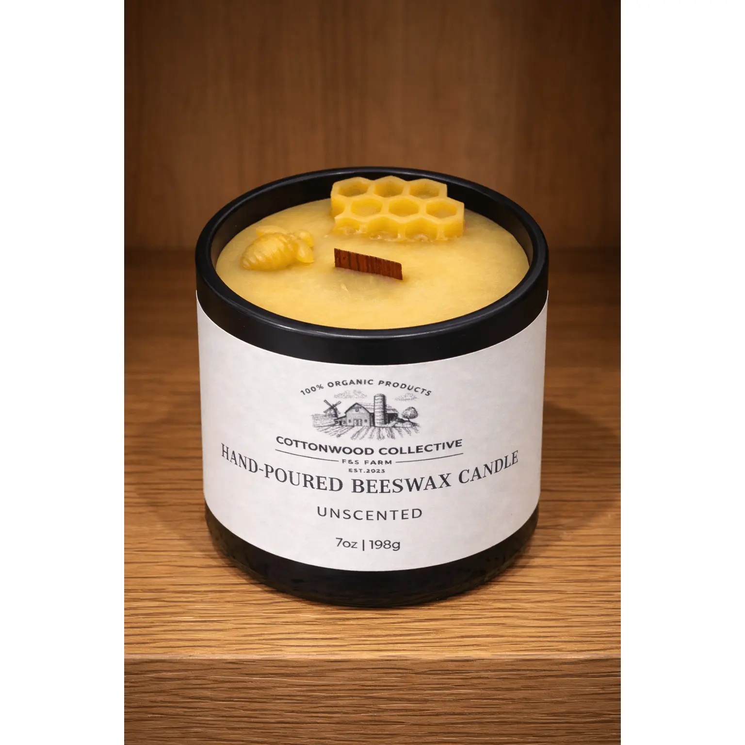 100% Pure Beeswax Candle | Hand-Poured, Wood Wick, Non-Toxic