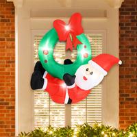 4FT Santa Claus w/Christmas Wreath