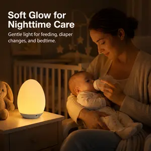 Rechargeable Night Light for Kids – Touch-Controlled Egg Light with 7 RGB Colors, Stepless Dimming & 1-Hour Timer，Summervibes