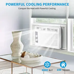 5000 BTU High Efficiency Window Air Conditioner, Quiet Cooling AC Unit for Rooms Up to 150 Sq.Ft, Mechanical Control with Washable Filter, Easy Install Window Cooling Unit for Bedroom Office Dorm