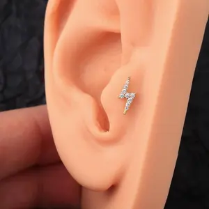 New ear piercing flat-back earrings, zircon lightning earrings, a gift for a girlfriend
