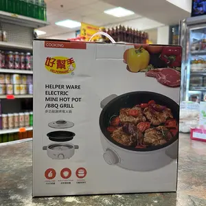Helperware Electric Mini Hot Pot & BBQ Grill - Compact Dual-Purpose Cooking Solution for Small Gatherings & Individual Use