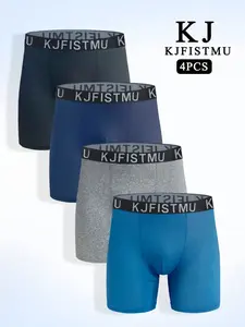 KJFISTMU Men's 4pcs Solid Color Boxer Briefs Ultra Soft Stretch Breathable Fabric Minimalist Comfort Daily Essentials Premium Basic Underwear Socks