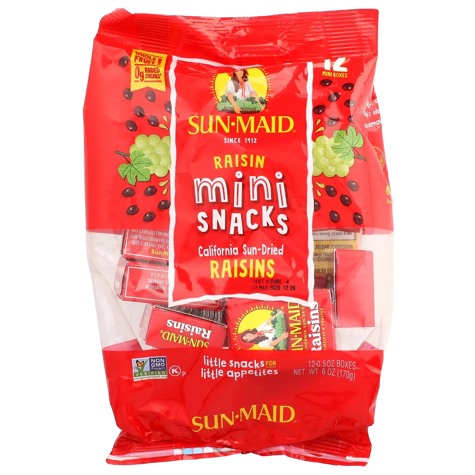 Sun-Maid Raisin Mini Snacks, 12 Boxes, 0.5 oz Each Sun-Maid Raisin Mini Snacks, 12 Boxes, 0.5 oz Each