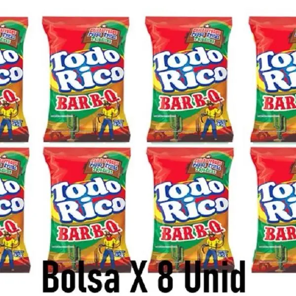 Todo Rico BBQ 8 Pack 35g Each BBQ Flavored Crunchy Snack Mix