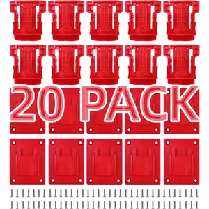 20 Pack Tool  Packs Holder Compatible with Red 18V  Drill, 10 count Tool Holders and 10 count  Packs Holders with Screws
