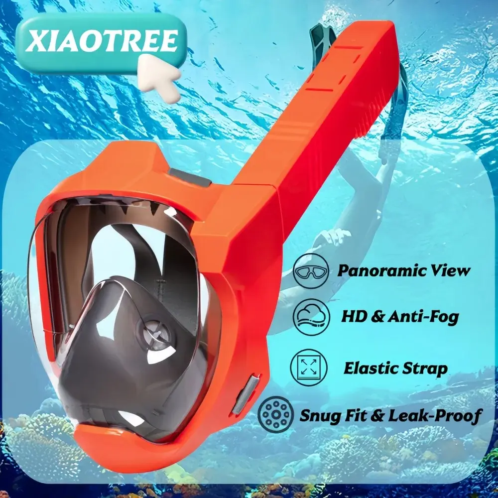 Snorkel Mask Full Face with Full Dry Breathing System, 180° Panoramic View, Anti-Fog Anti-Leak, Safe Breathing Design, Comfortable Silicone Fit, Perfect for Beach Vacation & Ocean Snorkeling
