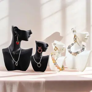 1PC Resin Bust Jewelry Display Stand - Side Profile Head & Shoulder Mannequin for Necklaces, Bracelets, Earrings| Elegant Countertop Jewelry Holder for Boutique, Retail Store, Home Decor