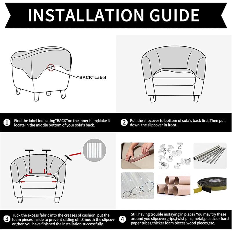 Club Chair Slipcover Jacquard Tub Chair Cover Stretch Armchair Covers Sofa Cover Furniture Protector for Living Room (A51)