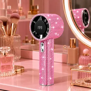 Diamond Handheld Fan High-Speed Portable USB-C Rechargeable Mini Fan 199 Levels with Digital Display and Adjustable Personal Fan Suitable for Indoor, Outdoor, and Travel