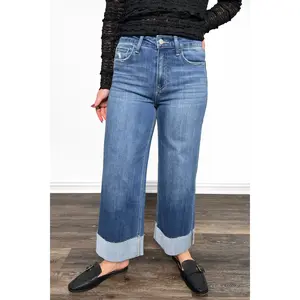 The Leanne from Lovervet High-Rise A Line Wide Leg Cuffed Denim