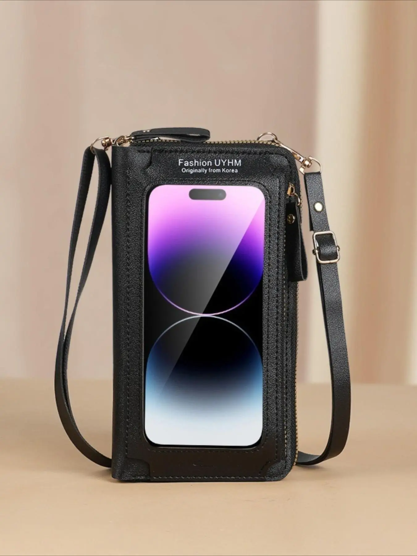 Touch Screen Mobile Phone Bag One-Shoulder Transparent Coin Purse Handbag Female Casual Crossbody Wallet Casual Zipper Purse Crossbody Handheld Bag Crossbody Bags