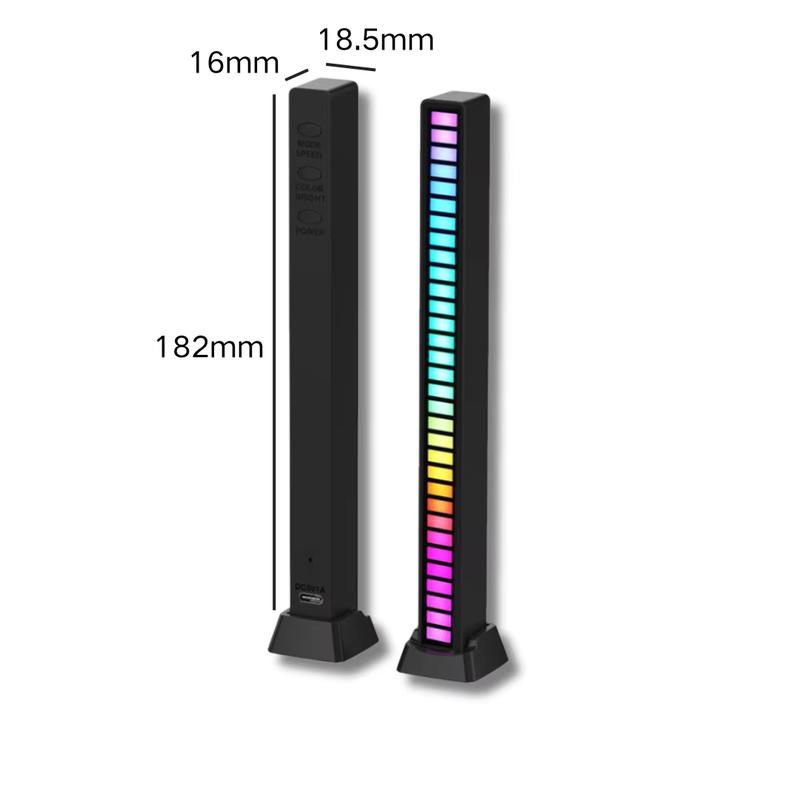 Joytutus USB-powered Decorative Light RGB Voice-controlled Synchronous Rhythm 32 LEDs 12 Modes 5-speed 5-level Brightness Car Desktop Sound Sensing Gaming Esports Party Lighting