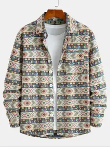 Men's Textured Jacquard Jacket Coat, Casual Sporty Design with Pockets, Button Front Shirt Collar Outerwear for Daily Wear classic everyday essential versatile style comfort wardrobe staple piece relaxed fit breathable
