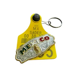 Cattle Tag Keychain Arete de Vaca Llavero con Concho