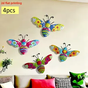 Summervibes4pcs Acrylic Bee Wall Decorations - Colorful Garden Art, No Electricity Needed for Outdoor/Indoor Hanging, Suitable for Fences, Yards, Farms - Durable Acrylic Bee Floral Decor, Bee Ornaments, Yard Decor