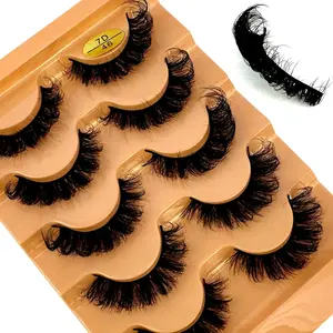 Cat eye Eyelashes 3D Natural False Lashes D Curl Fluffy Soft Cross 5 pairs Manga Lashes Wispy  Eyelash Extension Makeup Faux Mink Gift Cosmetic Daily
