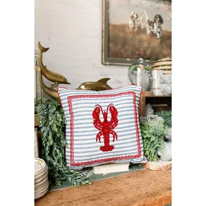 Embroidered Lobster Pillow