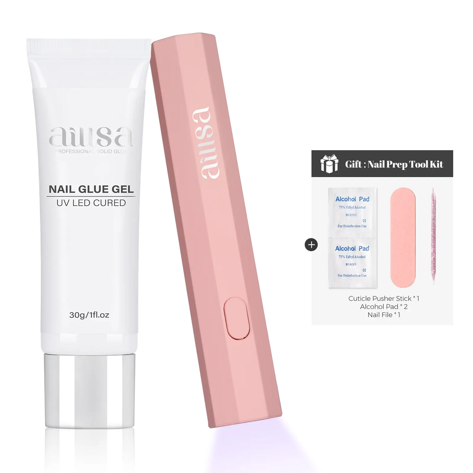 30g Nail Glue+Pink Handheld UV Light