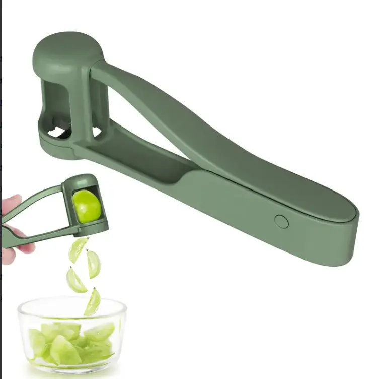 Summer Sale LUVAN Stainless Steel Grape Cutter - Durable ABS Fruit Tool for Toddlers 1-3, Automatic Spring Return, Effortless Thumb Operation, Safe for Cherry Tomato, Kitchen Supplies for Family Kitchens, Party Platters