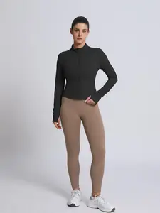 High Elastic Women's Fitness Yoga, Quick-Dry Casual Sports Jacket, Ladies Gym Wear, Comfortable Sportswear Top, Athletic Jackets