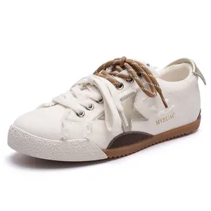 MVEUAC 2026 Women's Vintage Distressed Star Minimal Casual Trainers - Low Top, Non-Slip Rubber Sole, for Casual Walking, Skate Activities