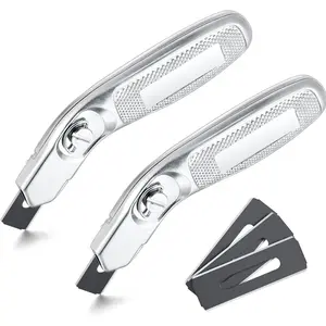 2 Pieces 6 Blades Knife for Cutting Carpet Heavy Duty Carpet Knife with 6 Blades Utility Tools for Box Cutter Roofing Purpose, Aluminum (Silver)