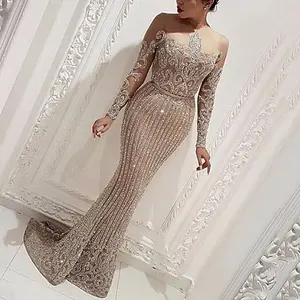 2025 Spring and Summer Long Skirt Mid-Waist Commuter Sequined Gold Slim Golden Slim Dress hip hugging