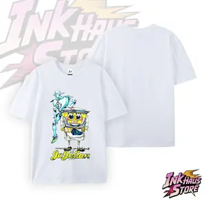 JJBA Josuke cotton anime fashion tee, Jojolion Higashikata Sponge style Stand Soft & Wet-,man top streetwear casual T-shirt