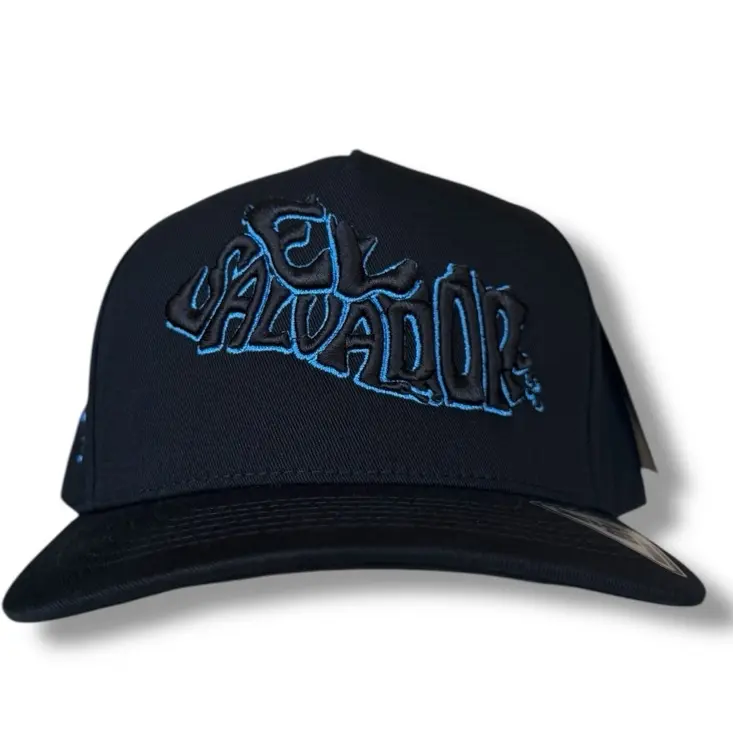 El Salvador Snapback Cap, Black Unisex Baseball Hat with Embroidered Country Logo and Adjustable Fit for National Pride, Customizable