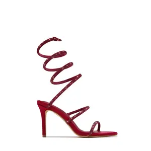 Sushmita Embellished Around The Ankle Coil Heels - Wine