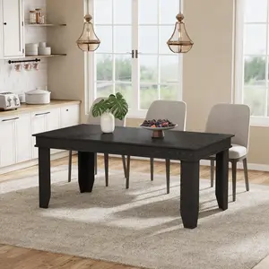 GAOMON Farmhouse Dining Table for 4-6 People, 63 in Long Kitchen Tables with Wooden Sturdy Frame, 5 ft Large Rectangular Dinner Table for Dining Room, Kitchen,Black Non-extendable