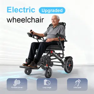 Ultralight Foldable Electric Wheelchair for Adults 38lbs Aluminum Frame 130kg Capacity LiFePO4 Battery All-Terrain Tires Portable Mobility Scooter for Seniors Travel