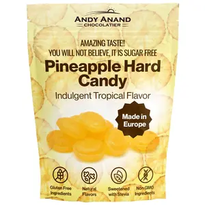 Andy Anand Sugar-Free Pineapple Hard Candy, 7 oz – European Imported, Stevia Sweetened, Keto & Diabetic-Friendly Gourmet Snack Gift Box