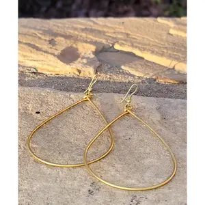 Large Teardrop Brass Earrings
