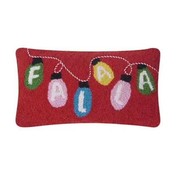Peking Handicraft 31GY1609C16OB 9 x 16 in. Fa La La Poly Filler Hook Pillow, Multi Color