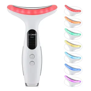 7 LED Colors Photon Therapy Neck Face Lifting Massager, Heating Vibration Face Beauty Device, Facial Beauty Instrument, Skin Tightening, Reduce Double Chin, Portable, Facial Beauty Machine