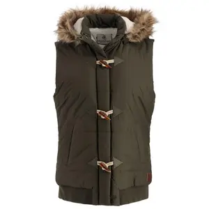 Legendary Whitetails Women's Quilted Toggle Hooded Puffer Vest Tops Womenswear