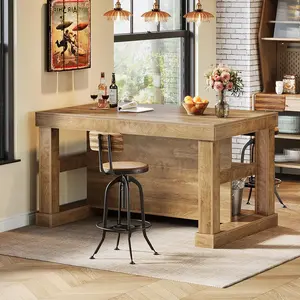 Tribesigns 55-Inch Home Bar Table, Large 3-Tier Unit with Storage Shelves, Modern Mini Bar Cabinet for Kitchen, Basement, Living Room