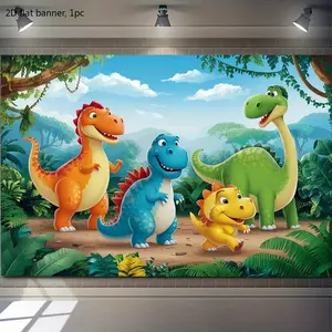 1 item, dinosaur jungle polyester banner, polyester fiber wall decoration, room and party decoration background, home and party supplies wwx