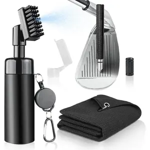 Golf Club Cleaner Brush, Golf Groove Sharpener Tool & Golf Towel, Golf Water Brush with Spray Bottle & Retractable Clip - Holds 5oz of Water, Essential Golf Accessories for Men for