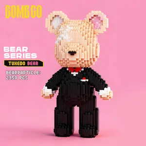 Bombgo Pixel Bear Building Block 2350 pcs Wedding  Bear Bridegroom Bear Toys for Kids 6+ Educational Fun Trendy Decoration Cool Gifts for Family Bonding BlackFriday Christmas
