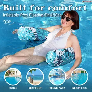 New inflatable hammock with mesh foldable double backrest floating row water play recliner floating bed sofa