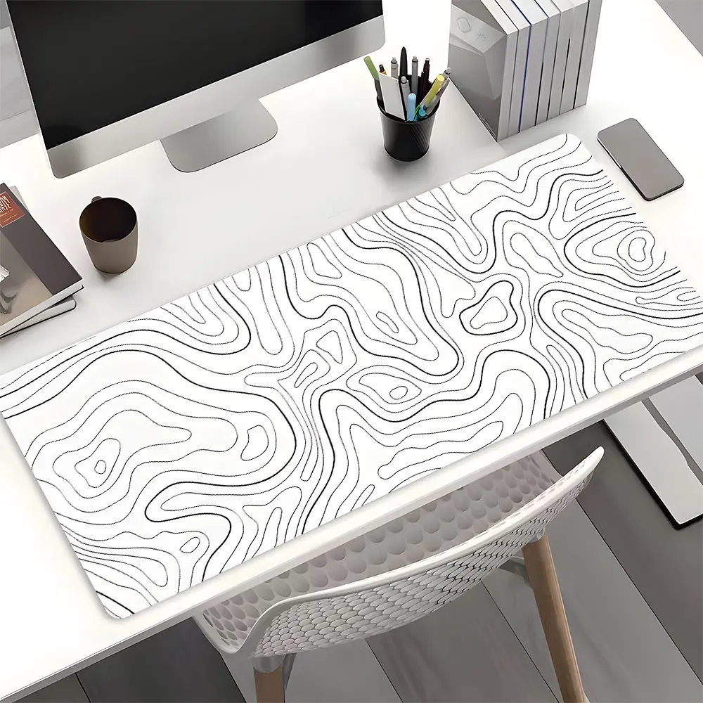 Abstract Terrain Line Pattern Mouse Pad, Rectangle Gaming Mouse Pad, Non-Slip Rubber Pad, Aesthetic Desktop Decoration for Laptop, PC Games, Desktop Accessories, Computer Accessories For Desk