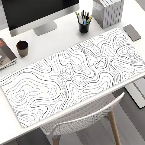 Abstract Terrain Line Pattern Mouse Pad, Rectangle Gaming Mouse Pad, Non-Slip Rubber Pad, Aesthetic Desktop Decoration for Laptop, PC Games, Desktop Accessories, Computer Accessories For Desk