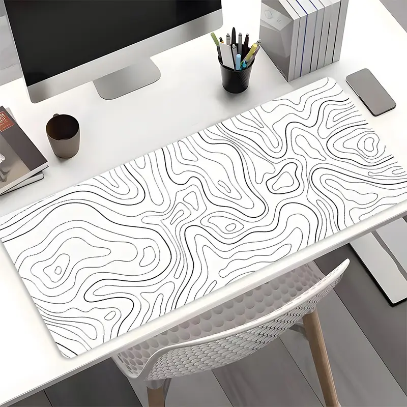 Abstract Terrain Line Pattern Mouse Pad, Rectangle Gaming Mouse Pad, Non-Slip Rubber Pad, Aesthetic Desktop Decoration for Laptop, PC Games, Desktop Accessories, Computer Accessories For Desk